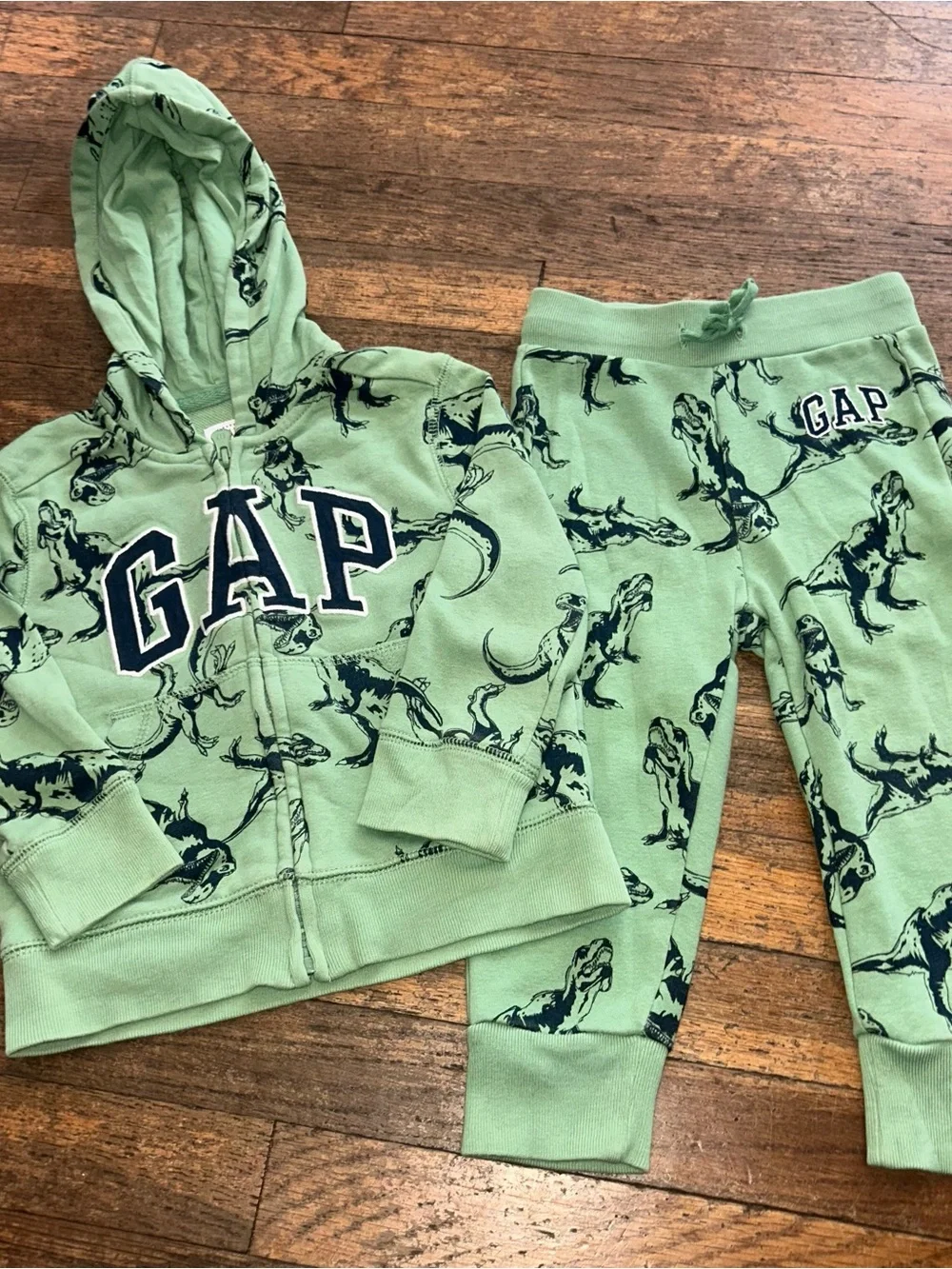 GAP Kids Green Dino Print Hoodie & Jogger Set
